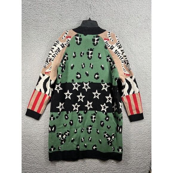 Anthropologie Vilagallo Starry Leopard Medium Open Sweater Cardigan Knit $350 - Picture 5 of 8